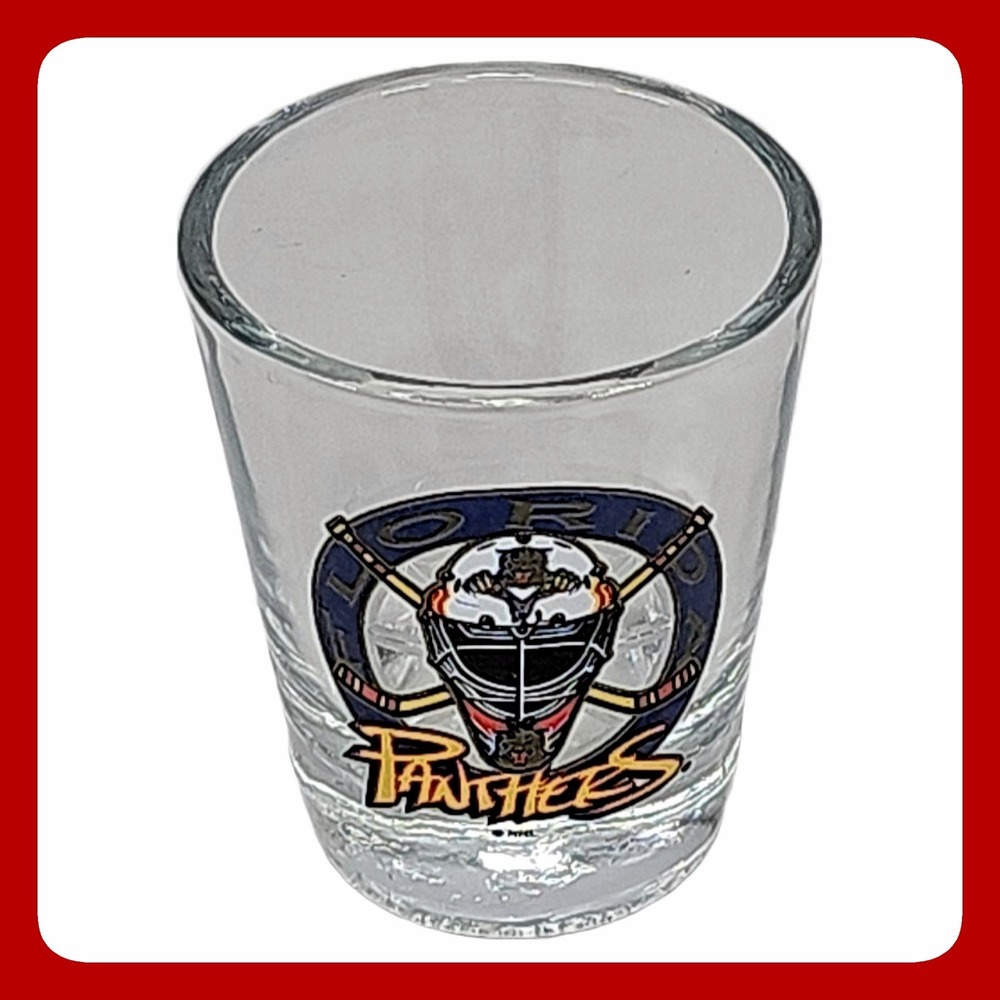 Vintage Florida Panthers NHL Goalie Mask Shot Glass Clear 2oz Cup Bar Homeware